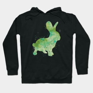 Green Bunny Watercolor Painting Hoodie